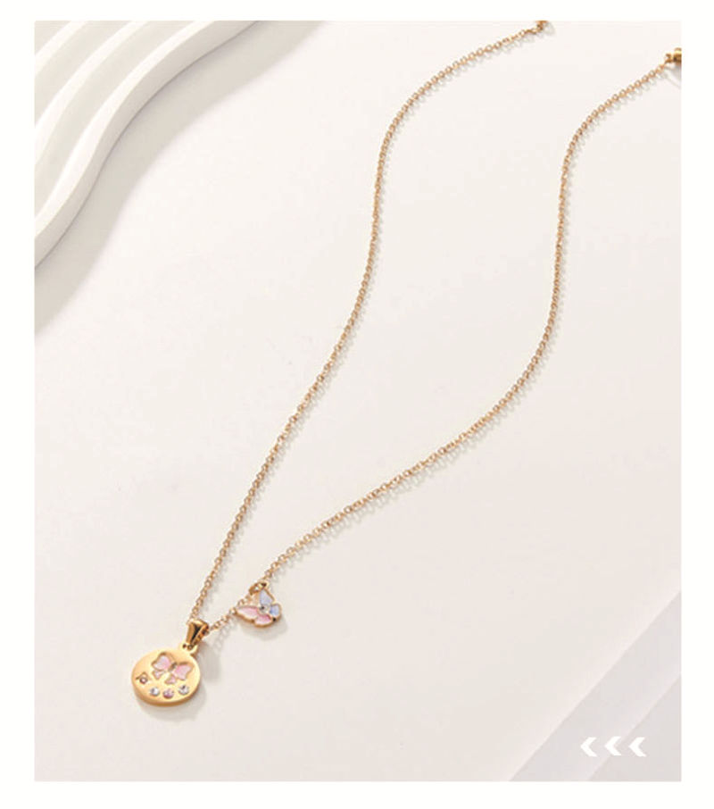Holiday, Daily Occasion Wholesale Jewelry Elegant Sweet Streetwear Geometric Butterfly Titanium Steel Plating Pendant Necklace