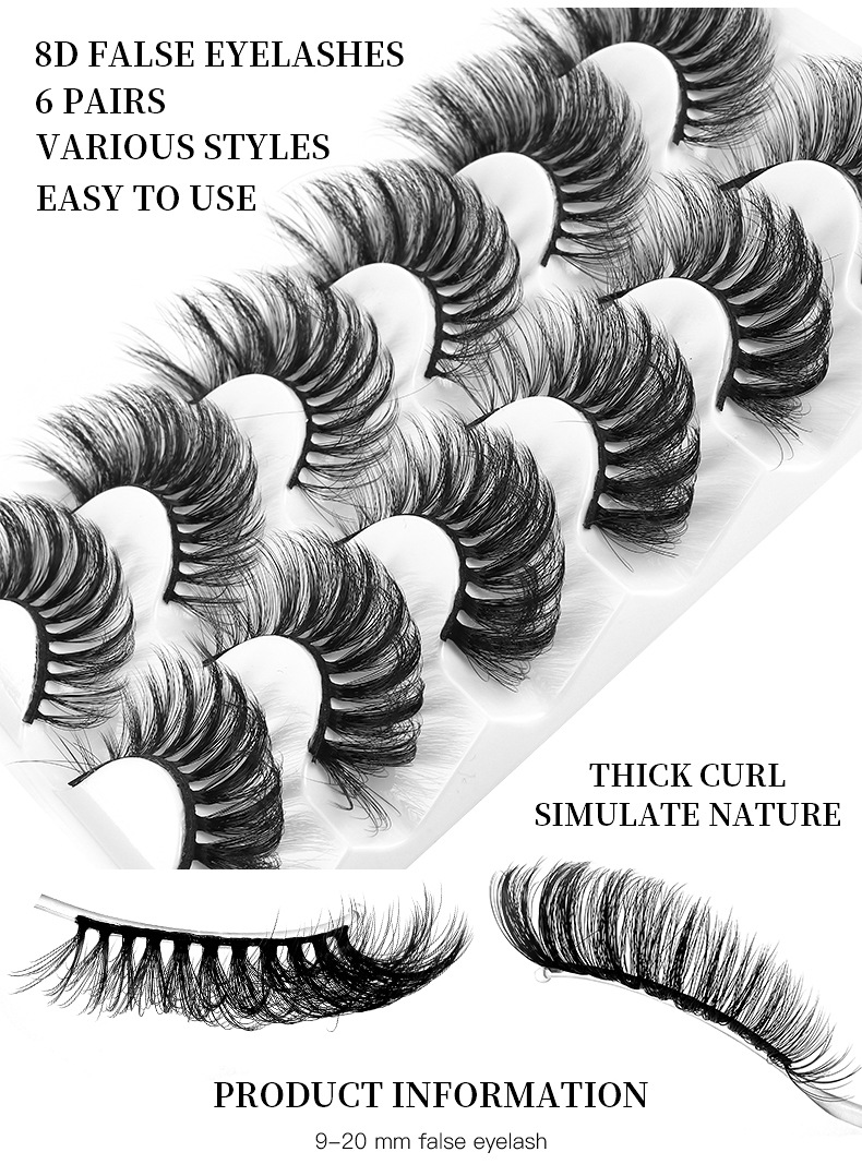 Fashion Curling Thick Imitation Mink Hair Grafting False Eyelash  6 Pairs Wholesale display picture 2