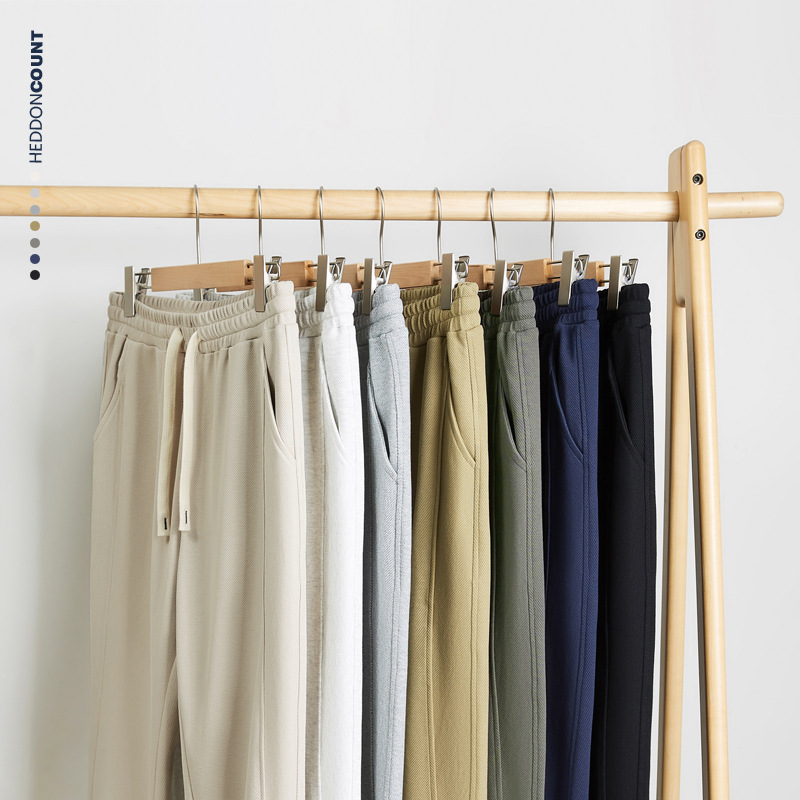 Men's Twisted Seam Jogger Pants - Relaxed Fit Drop-Crotch Trousers With Subtle Stretch (Navy/Black/Charcoal, 65% Cotton, 300GSM, Unisex Streetwear)_voghion.com