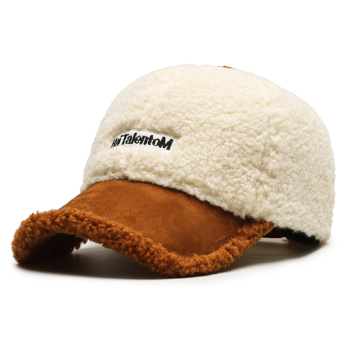 Otoño e Invierno moda todo fósforo color a juego de felpa caliente casquillo enarbolado celebridad de Internet mismo estilo coreano lana de cordero gorra de béisbol para las mujeres