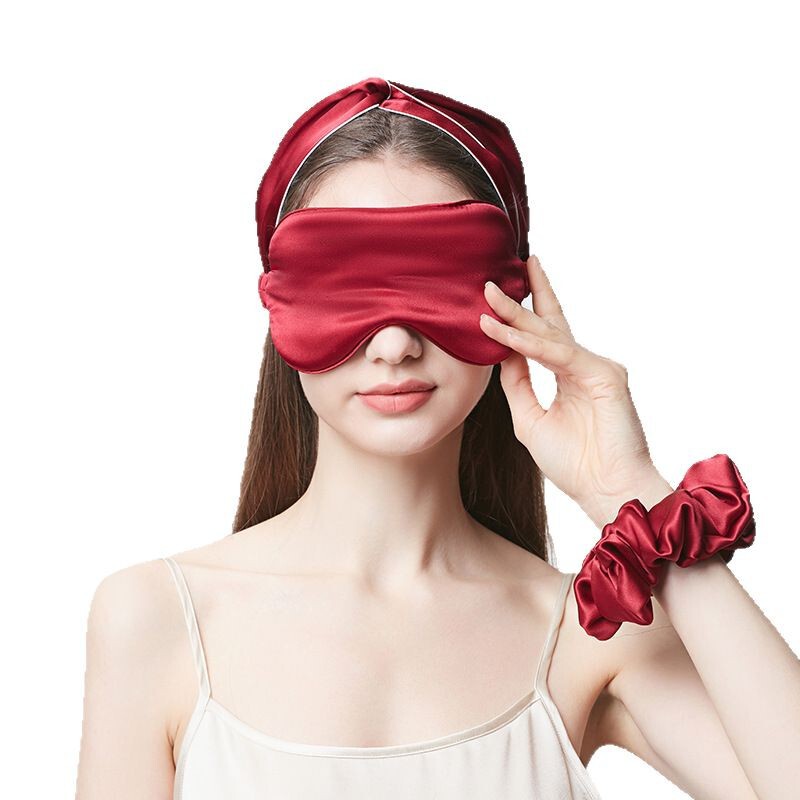 100% 绢糸シルクアイマスク16 m m睡眠遮光快適アイマスク刺繍ロゴ卸売り|undefined