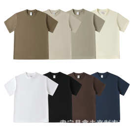 重磅320G纯棉短袖over size国潮t恤男光板宽松款圆领百搭夏季情侣