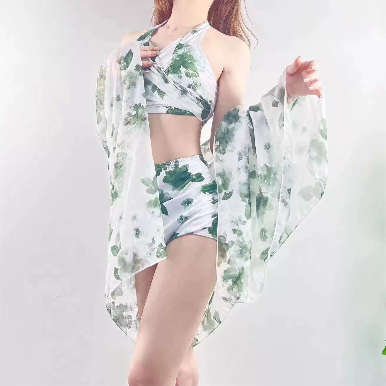 Fresh split swimwear, set, 3 piece set, European style, high-quality style
