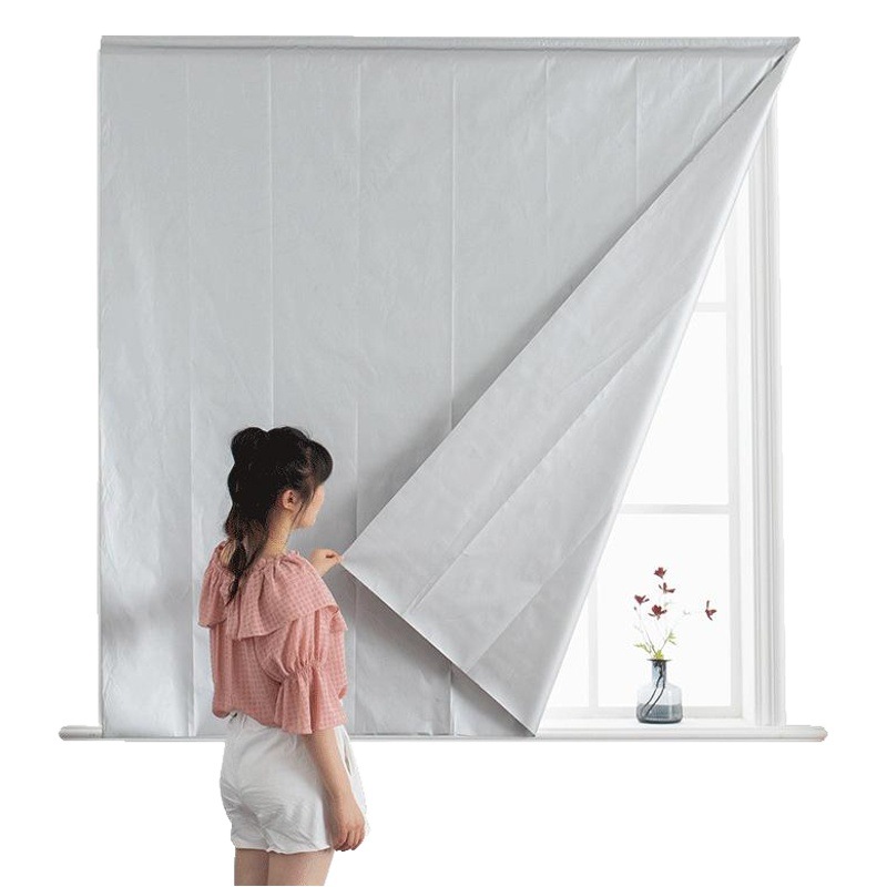 Cortina sin agujeros protección solar aislamiento térmico protección solar velcro sombra tela fábrica dormitorio Bahía ventana cortina para uso doméstico
