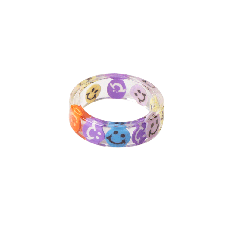 Wholesale Jewelry Simple Style Smiley Face Resin Printing Rings display picture 7