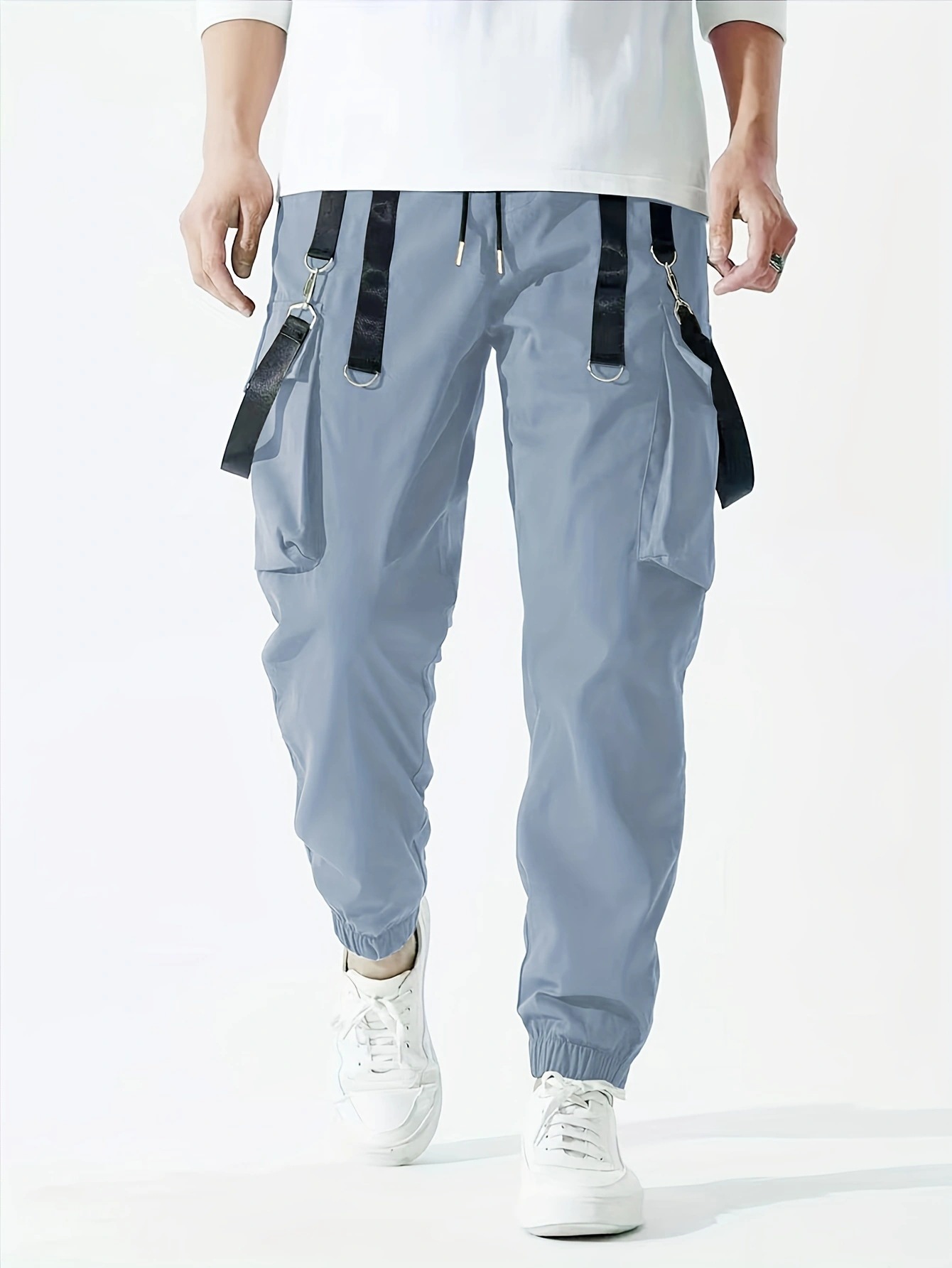 Men's Casual Ribbon Overalls Pants – Drawstring Waist, Loose Fit, Comfortable & Stylish Trousers For Everyday Wear_viptrois.com