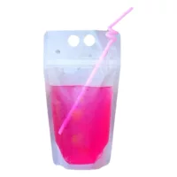 Amazon Hot 50 Drink Bag Соломенная ручная полупрозрачная Герметичная сумка для ледяных напитков Самоуплотняющаяся сумка 500 мл