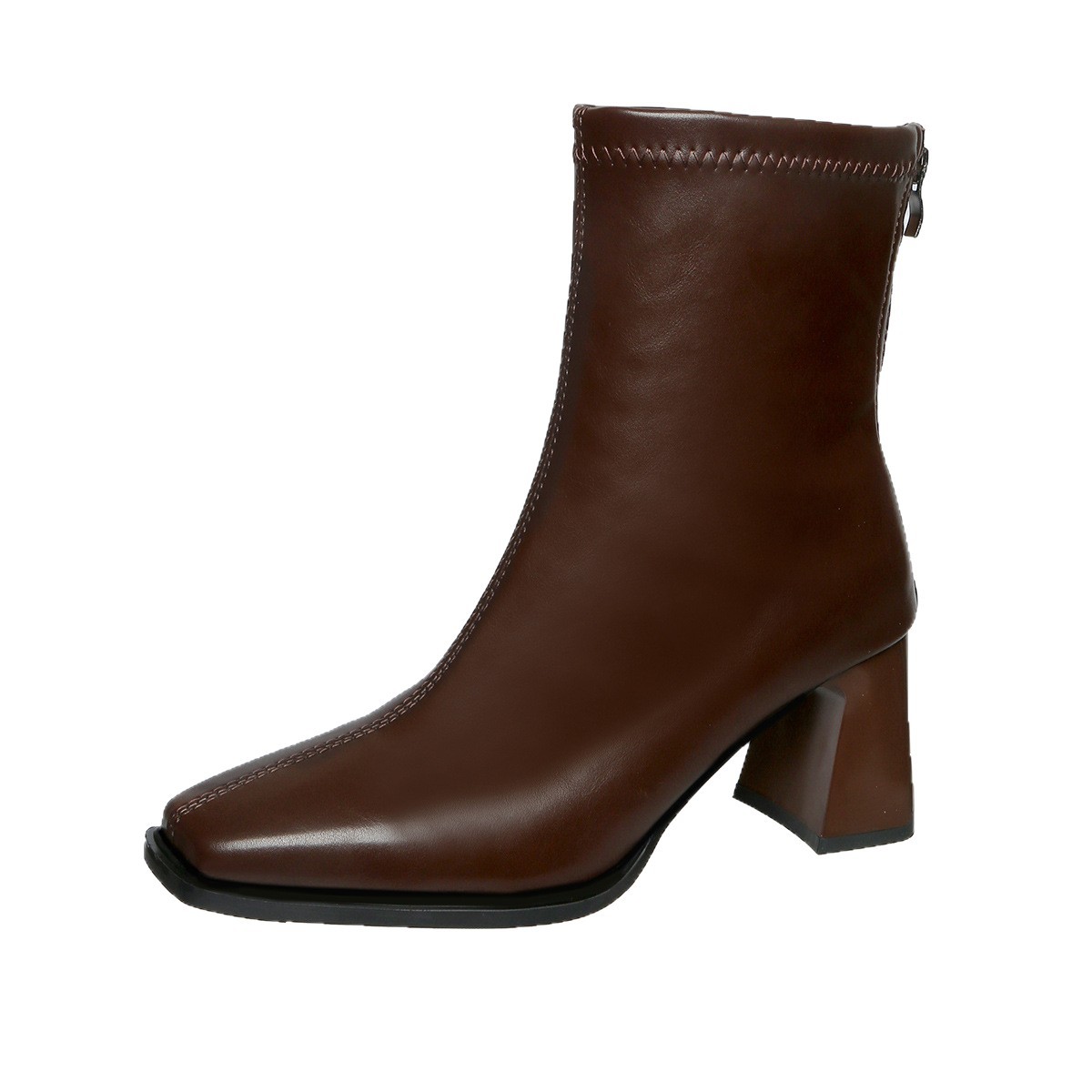 Dameslaarzen met vierkante neus, afslankende hoge hakken, dikke hak, elastische taille, modieus, plus size, nieuwe winterstijl_voghion.com