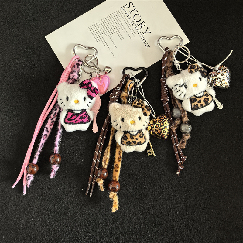 ヒョウ柄 KT 猫車のキーホルダーペンダント綿人形漫画シリーズバッグペンダント|undefined
