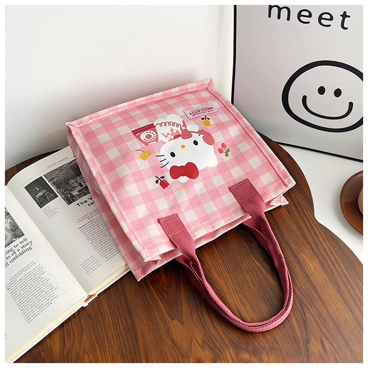 Cute cartoon cat canvas bag 2025 new style large-capacity simple and convenient tote bag with fashionable printing undefined