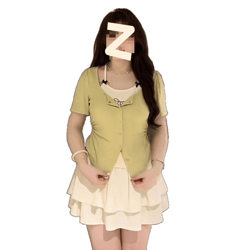 Sweet and Spicy Pure Desire Style Unique Two-Piece Short-Sleeve T-Shirt for Plus-Size Women, Summer Cake Short Skirt Two-Piece Set