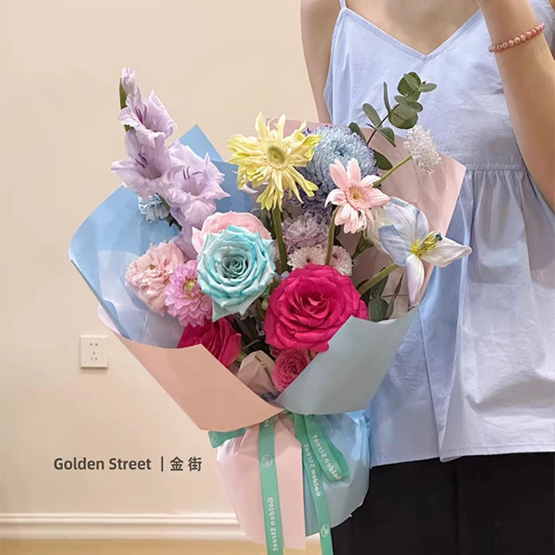 Huaxi espesar 7,5 seda dopamina color sólido papel de moda impermeable flor embalaje de papel floral ramo floral al por mayor transfronterizo