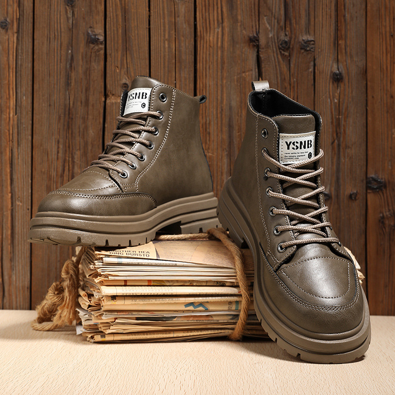Otoño zapatos de hombre, botas Martin, botas británicas de trabajo para hombres, zapatos casuales de trabajo para hombres, botas de trabajo altas