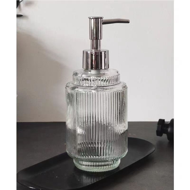 El fabricante suministra 420ml de desinfectante de manos, botella de vidrio transparente de color de patrón vertical cuadrado, botella de desinfectante de manos, vidrio