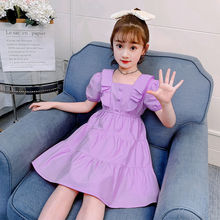 女童连衣裙夏装2022新款韩版夏季娃娃领棉布裙子中大童时髦公主裙