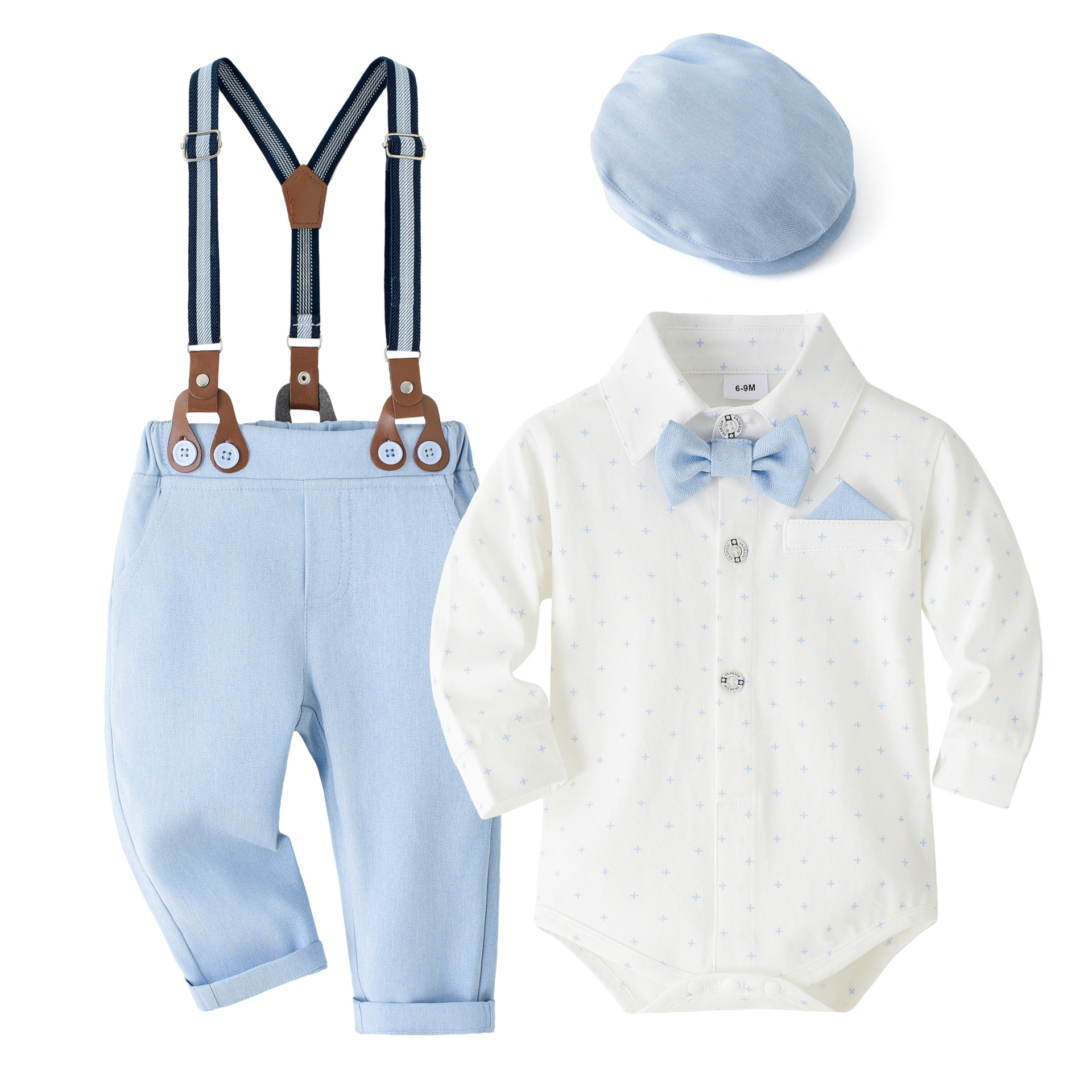Baby and Young Children's Gentleman's Dress suit Children's Birthday Banquet Suit Baby One-Year-Old Hatshirt Hooded Pants Clothes