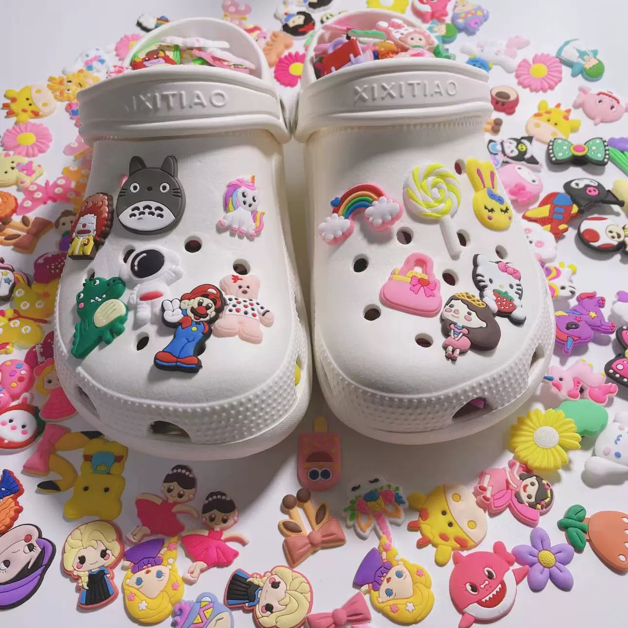 Набор разноцветных мягких резиновых украшений для обуви Crocs, не повторяющиеся, для самостоятельного изготовления, модные аксессуары для обуви