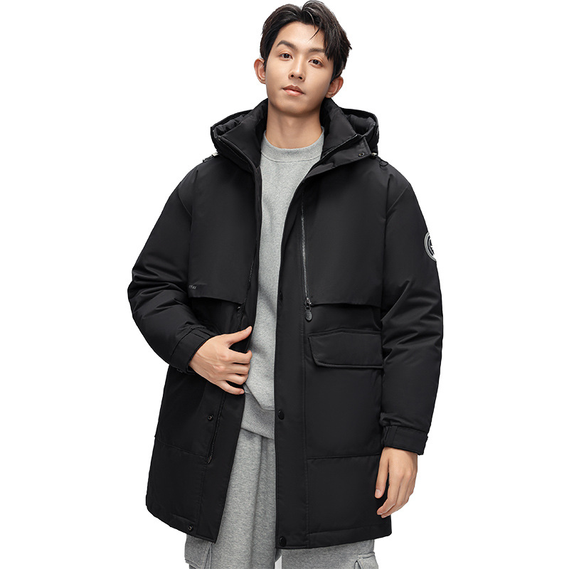Hombre encapuchado invierno moda moda moda ropa de camuflaje cálida ocio largo medio grueso 90 chaqueta de lana blanca