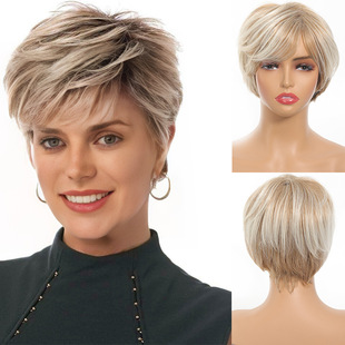 Cross-border European and American wig women's short black elf wig PixieCut personality short hair set wholesale