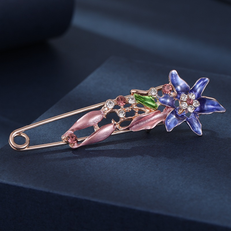 Broche grande chal broche de flores tulipán femenino broche de pin grande pasador ajustado a la cintura hebilla de bufanda de seda anti-exposición