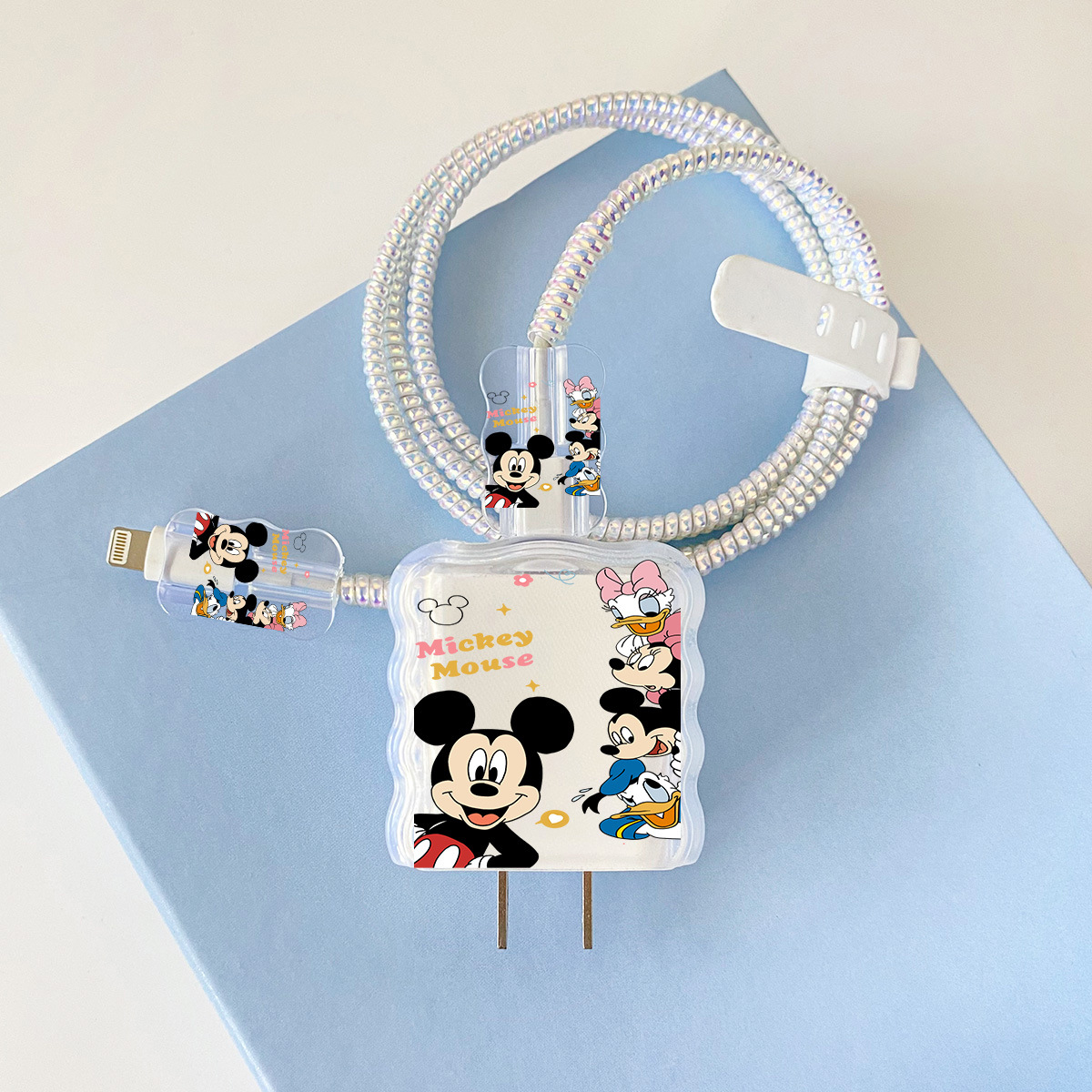 Apple 20w-YT1002 미키-오버레이 헤드기어 + 물결선 클립 + 1m 레이저 흰색 로프 + 흰색 스트랩을 엿보세요