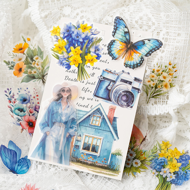 Pegatinas de mascotas en caja flores flores en florecimiento serie de decoración transfronteriza botánica floral material DIY pegatinas de botón