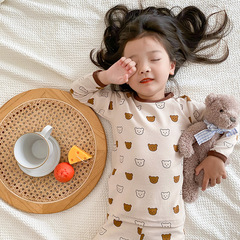 Emobeibei Boys and Girls Baby Autumn and Winter A-Grade Wool Drawstring Pajamas Children Cartoon Cute Home Suit Set