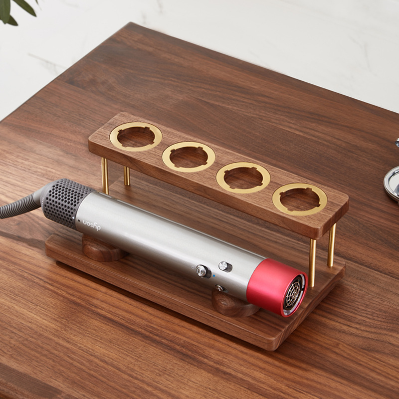 Nogal negro Dyson rizador de pelo rack de almacenamiento vertical de estilo de pelo encimera soporte de almacenamiento 4-cabeza Cruz