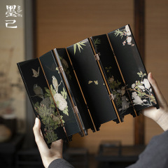 墨己茶空間茶卓両面小屏風置物中国風復古茶台漆器木置物茶道部品
