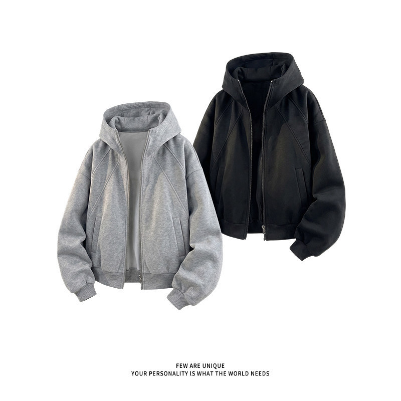 High-quality American-style hooded cardigan sweatshirt for men and women, loose and casual, simple and versatile, suitable for spring and autumn, trendy knit jacket High-quality American-style hooded cardigan sweatshirt for men and women, loose and casual, simple and versatile, suitable for spring and autumn, trendy knit jacket