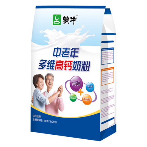 Mengniu Pu bag multi-dimensional high calcium milk powder for middle-aged and elderly people 400g/bag nutritious breakfast drink 25g*16 pieces