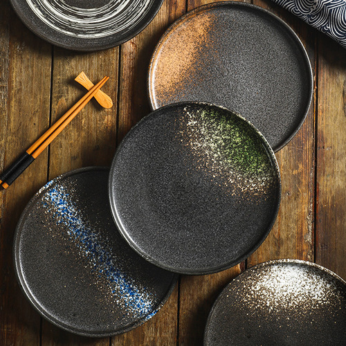 Cross-border steak dinner plate, household ceramic Western-style Italian plate, Japanese-style sushi plate, breakfast snack plate, creative pizza plate