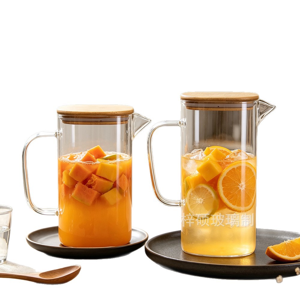 tetera de agua fría cuadrada de gran capacidad con mango de verano vidrio doméstico resistente a altas temperaturas tetera de té de agua fría helada tetera de jugo image 6