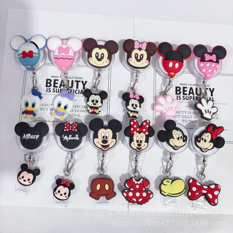 Cute Mouse Cartoon Retractable Badge Holder for Work ID, Student, and Medical Staff