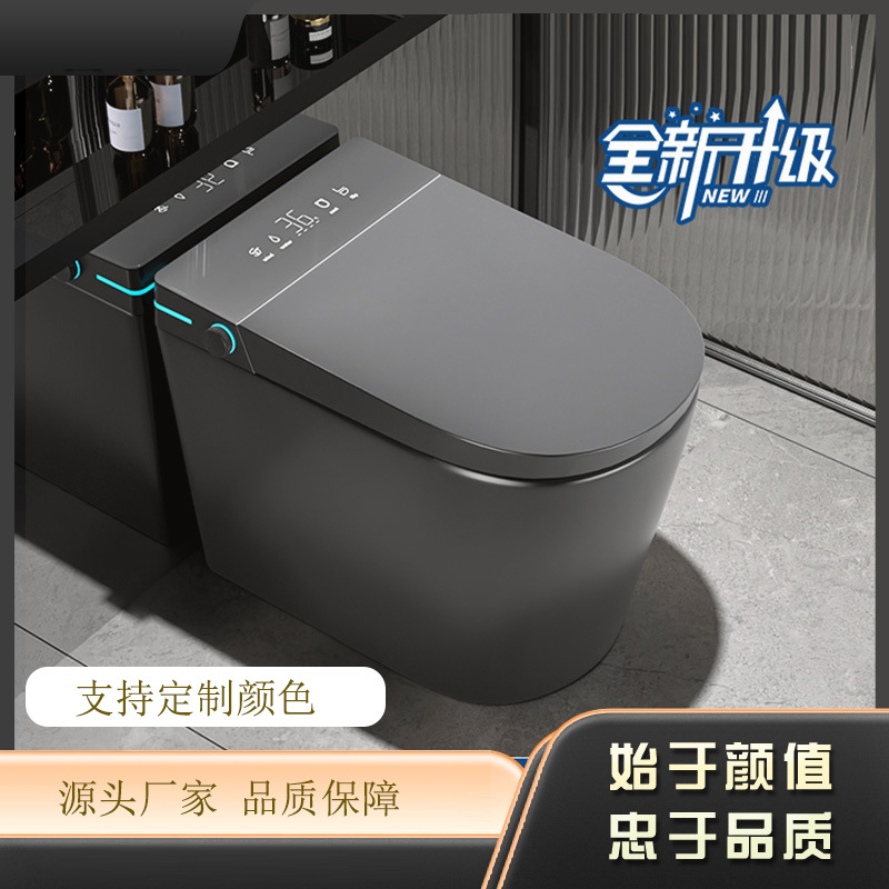 Nuevo inodoro inteligente de tipo pequeño, asiento de inodoro gris y negro totalmente automático, soporte de ventas directas de fabricantes transfronterizas