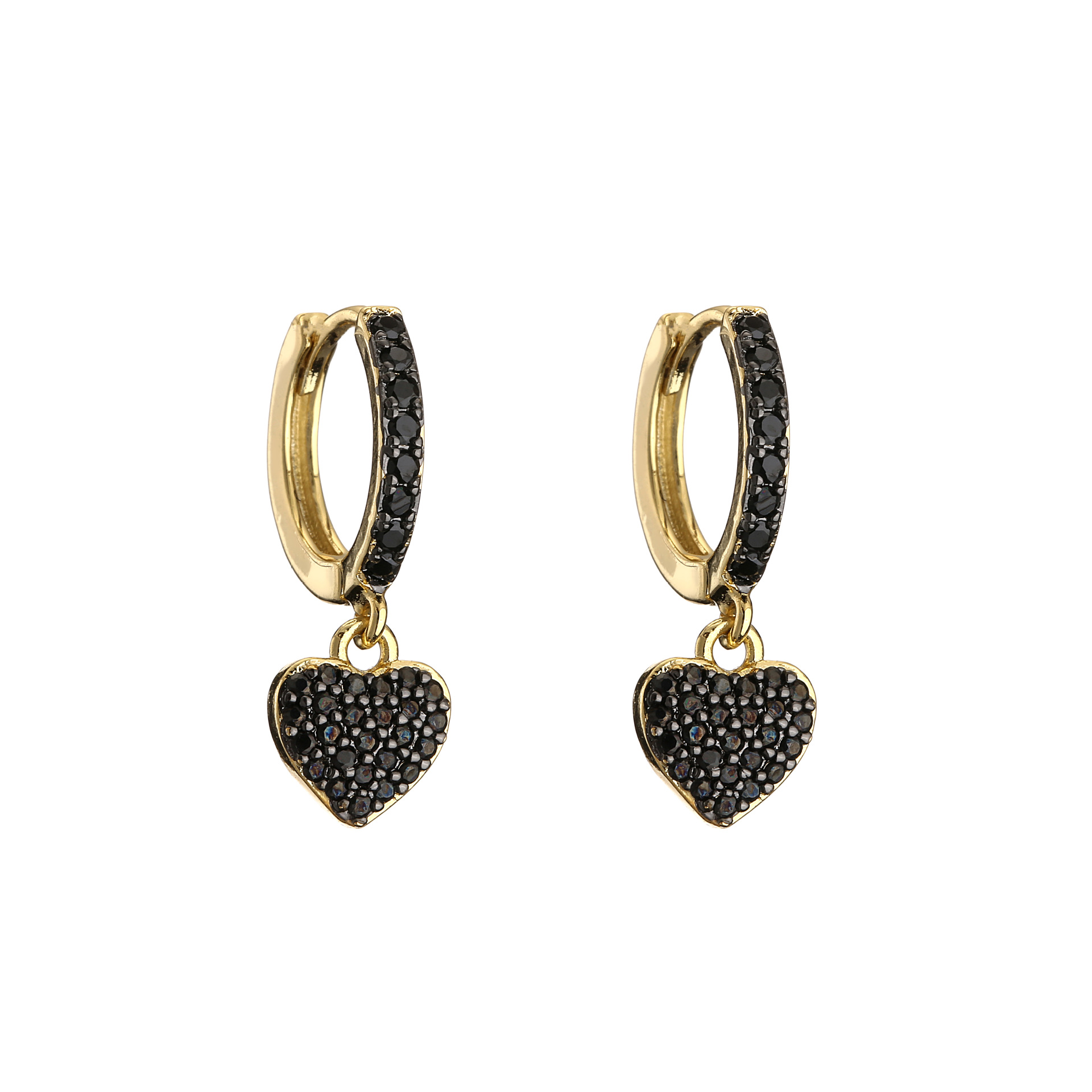 Fashion Micro-inlaid Zircon Colored Diamonds Two-tone Electroplating Heart-shaped Earrings display picture 7