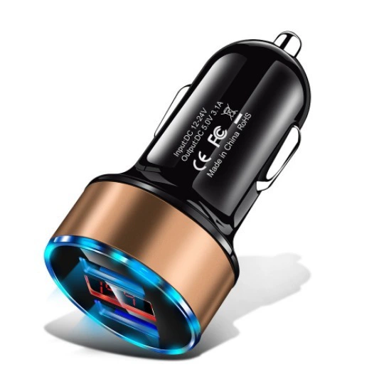 Car USB Charger 3.1A with Digital Display (4U) — Dual USB Fast Charge, PD/QC Options
