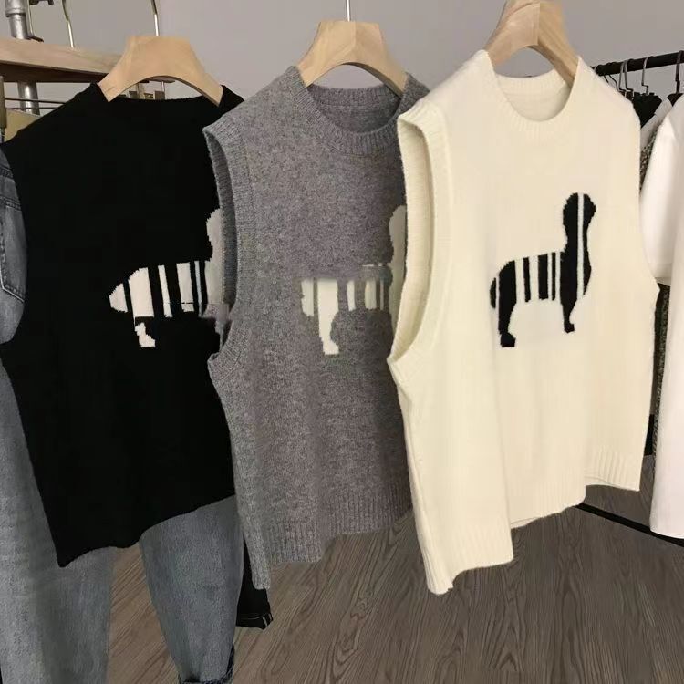 Wool Knit Vest for Women, Loose Fit, Large Size, Round Neck, Cashmere Vest, Sweater for Women, 95% Wool, Extra Large