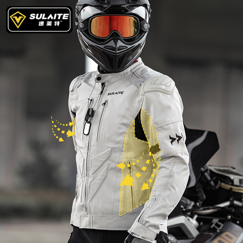 SULAITE Motorcycle Riding Suit Road Protective Racing Suit Summer Breathable Motorcycle Equipment Men's Jacket Set