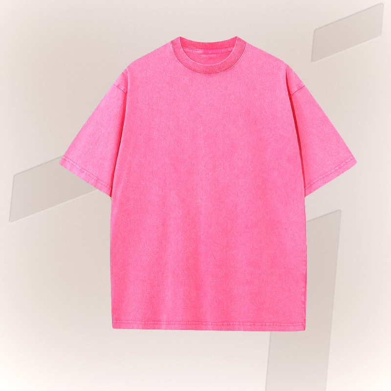 Verano nuevo producto pesado 270G retro lavado y desgastado camiseta de manga corta para hombre de algodón suelto camiseta de batik retro para hombre