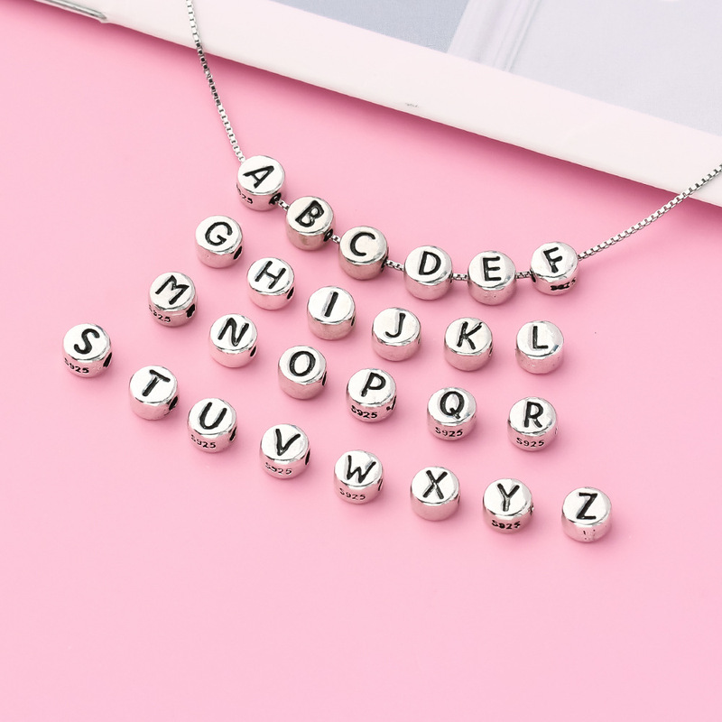 S925 Sterling Silver DIY Beaded Accessories 26 English Letters Original Brand Loose Beads Spacer Bracelet Jewelry Accessories Material S925 Sterling Silver DIY Beaded Accessories 26 English Letters Original Brand Loose Beads Spacer Bracelet Jewelry Accessories Material