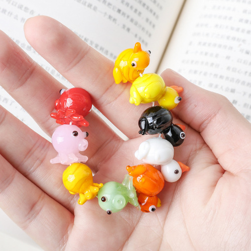 Japanese cute bracelet charm accessory octopus duck shape ornament creative home cartoon glass desk ornament