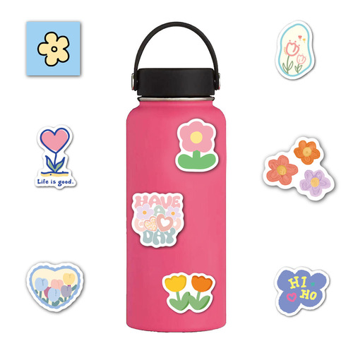 Little flower smiley face sticker cartoon cute simple ins graffiti decoration water cup computer suitcase flower sticker