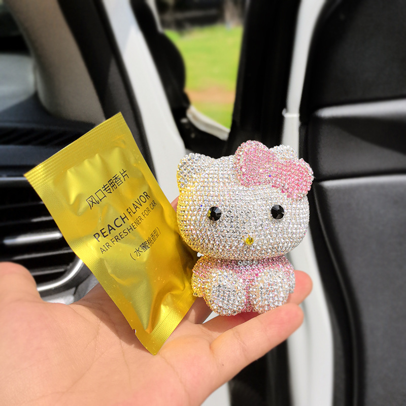 Car Perfume Ornaments Cartoon Cute Kt Air Outlet Aromatherapy Clip New Car Deodorizing Air Conditioning Mouth Decorative Supplies for Women