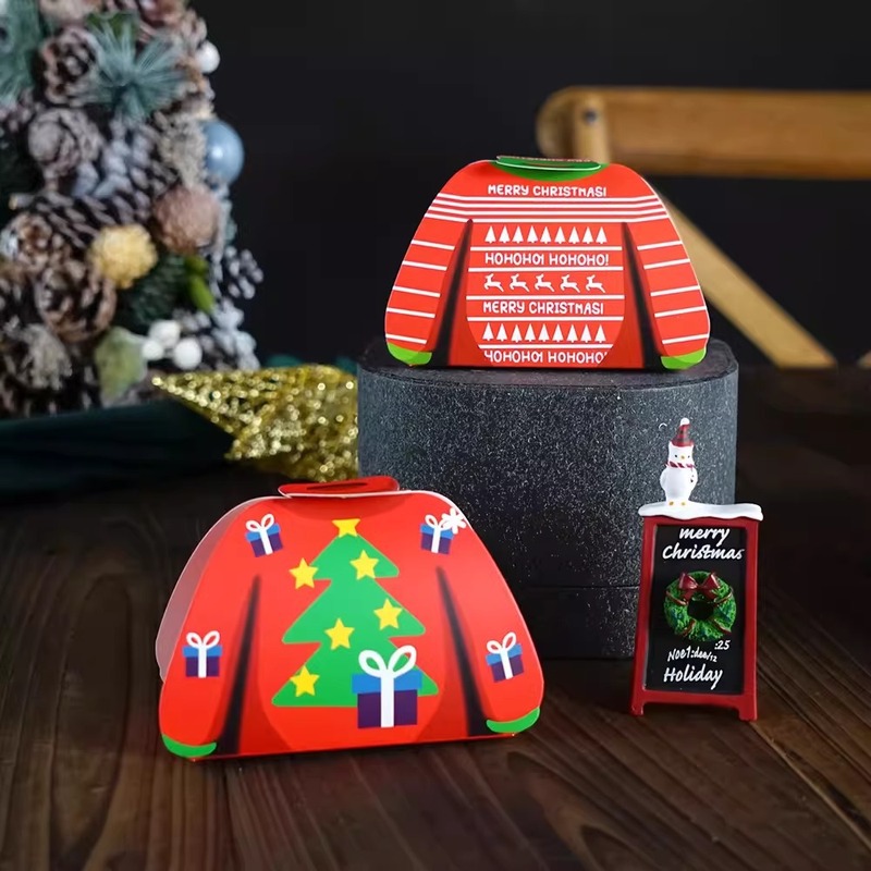 クリスマスセーターキャンディボックスDIY小さなギフト包装箱ヌガークッキーペストリーボックススナックサプライズボックス|undefined