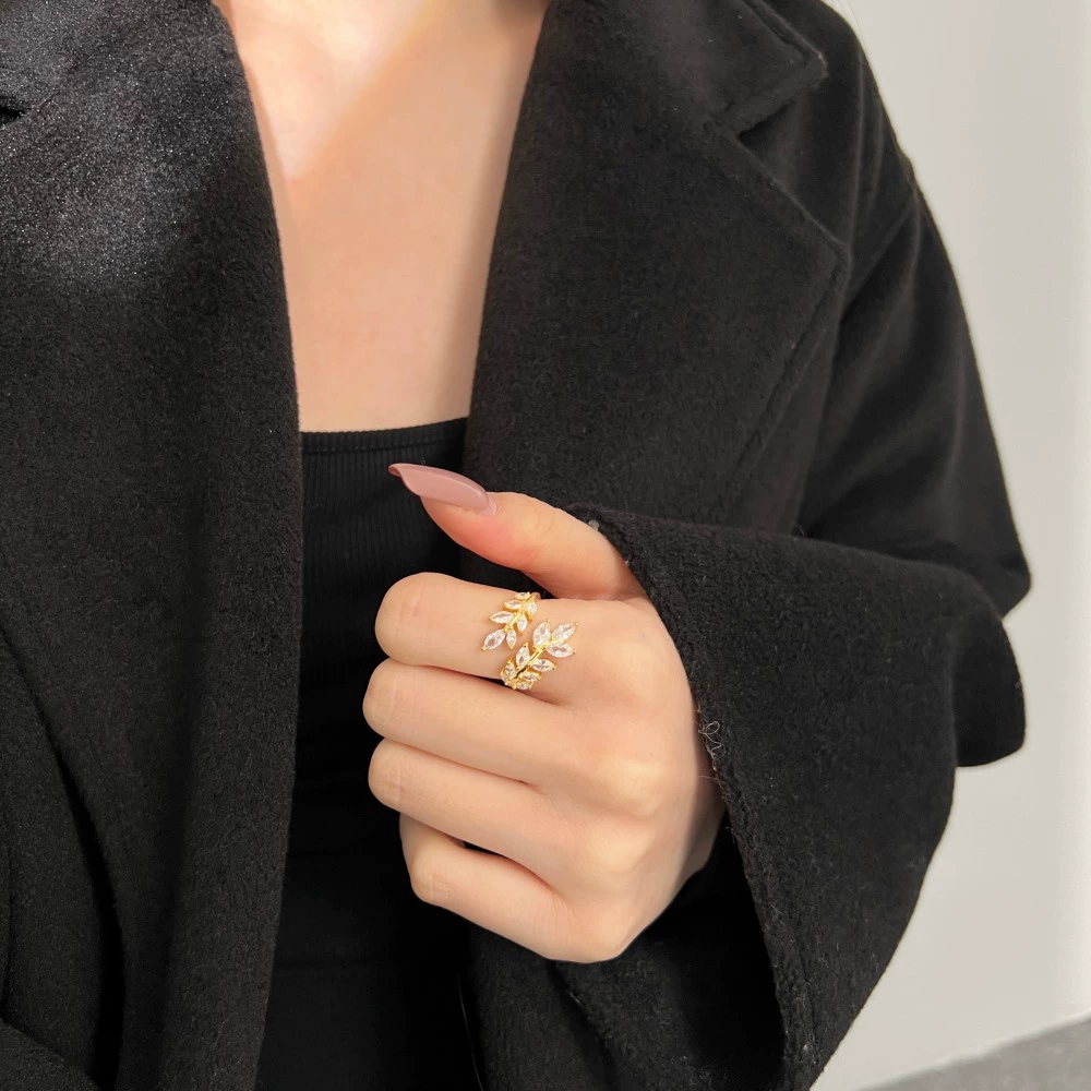 霖琅 Ring, design stone inlay, silver 925 sample, light luxury style