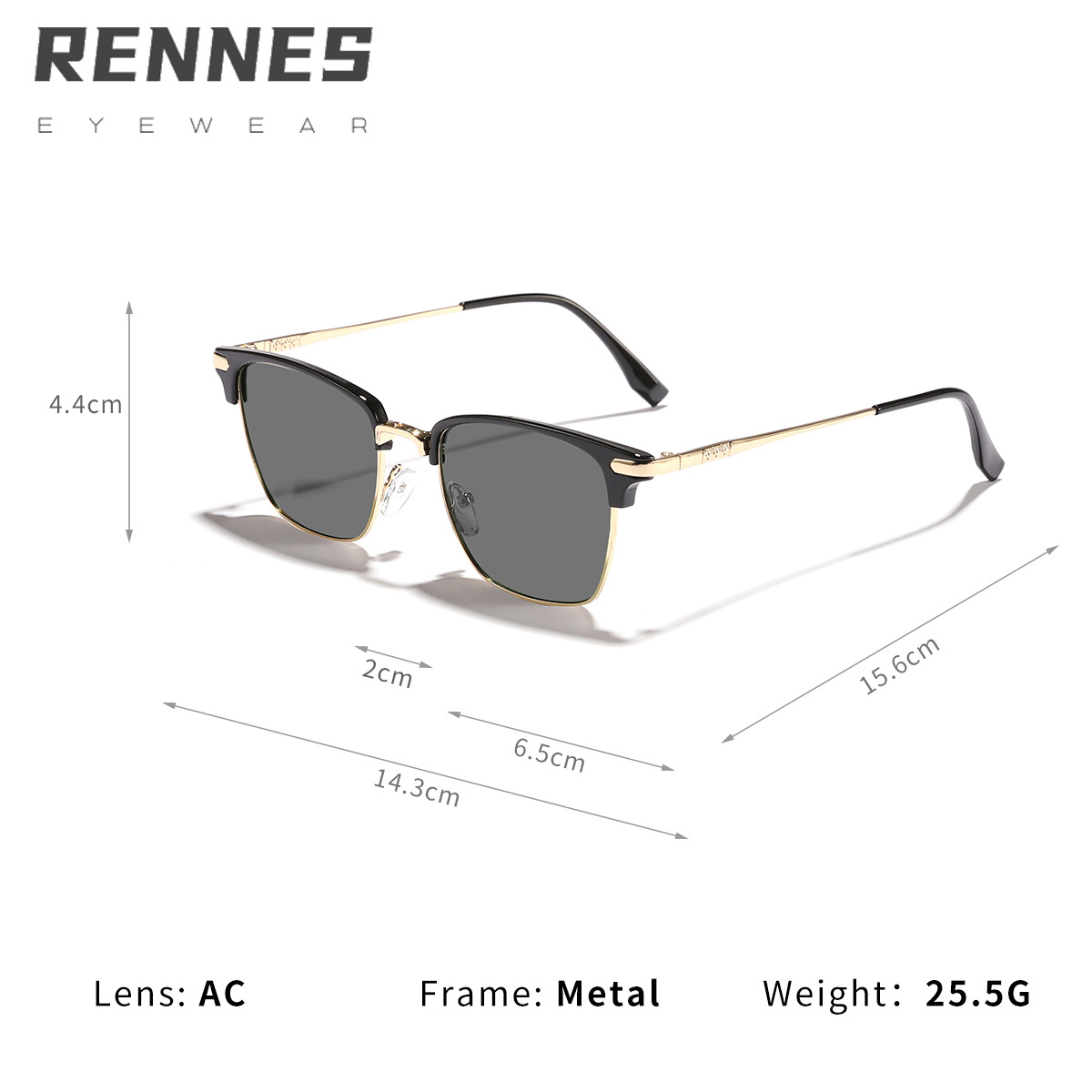 Nuevas gafas de sol de moda con marco cuadrado de cejas de metal transfronterizas para hombres gafas de sol clásicas de estilo empresarial europeas y americanas Sunglasses