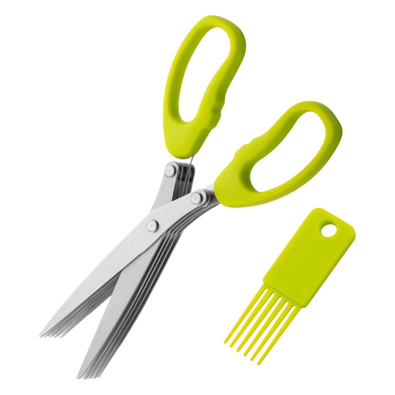 Tiktok caliente tijeras de cinco capas tijeras de cebolla de acero inoxidable para el hogar tijeras de vainilla multicapa tijeras de hierbas de algas Oficina roto