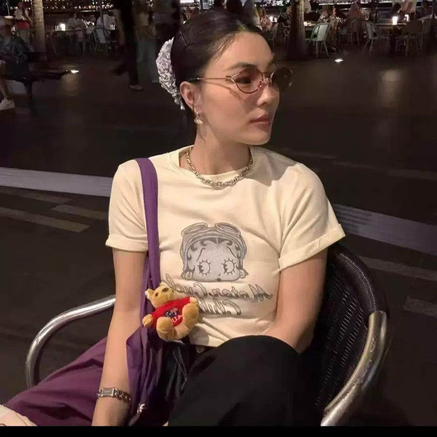 不退不换 2025夏季新款韩国东大门圆领卡通贝蒂印花短袖T恤上衣女