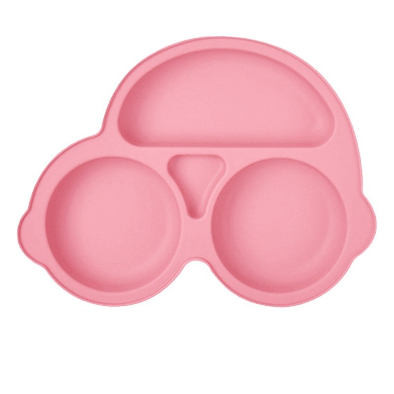 Silicone de dibujos animados para niños automóviles divididos plato de comedor integrado para bebés suplemento plato de comedor de grado alimenticio silicona ventosas